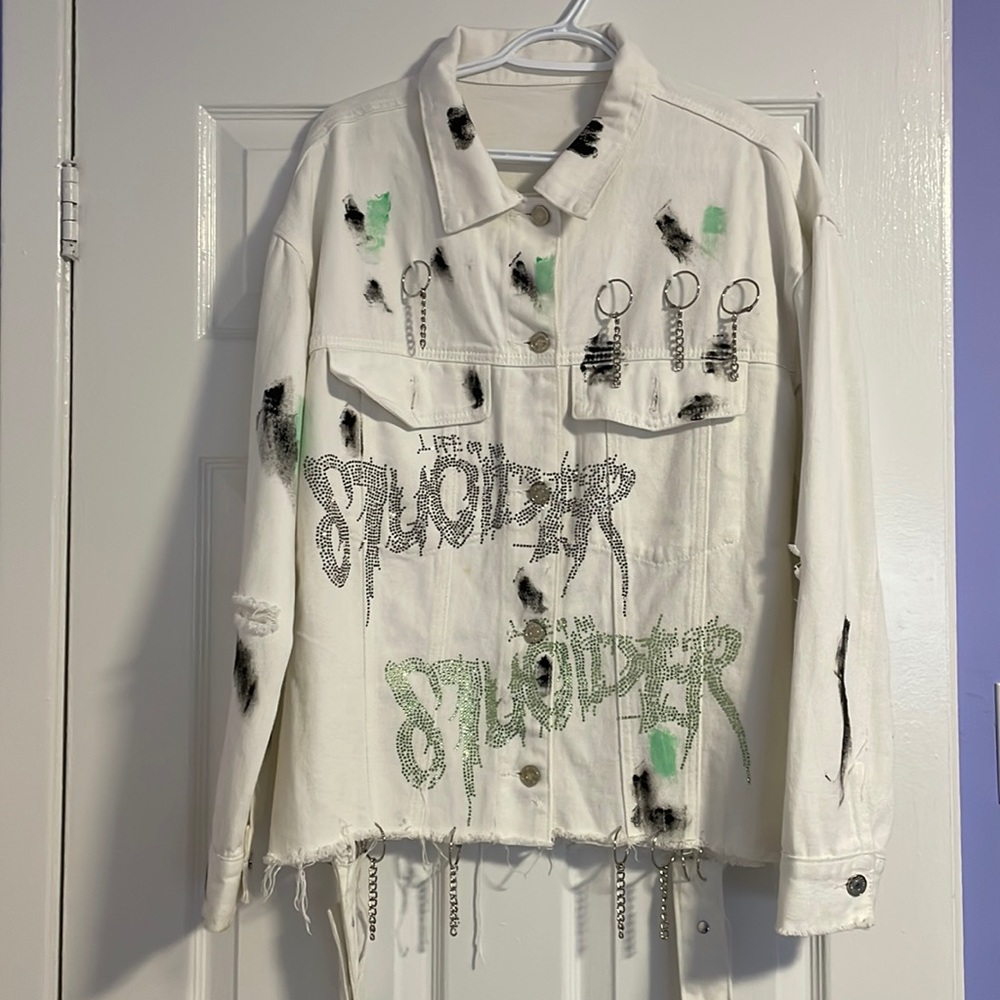 White jean jacket with designs!